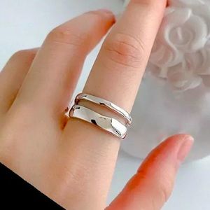 NEW•Silver 925 Dbl Band w/Open Back ring sz OS